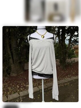 bobi White and Black Stripe Long Sleeve Tee